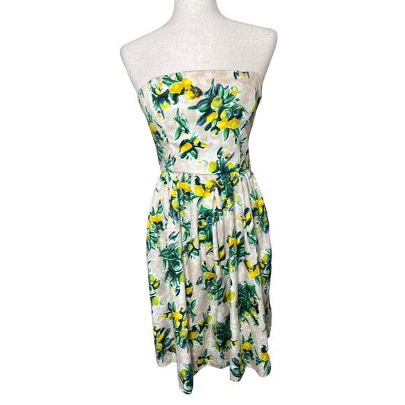 Zara Lemons Strapless Pleated Mini Yellow Size Small Wedding Guest Dress Party - Picture 1 of 9